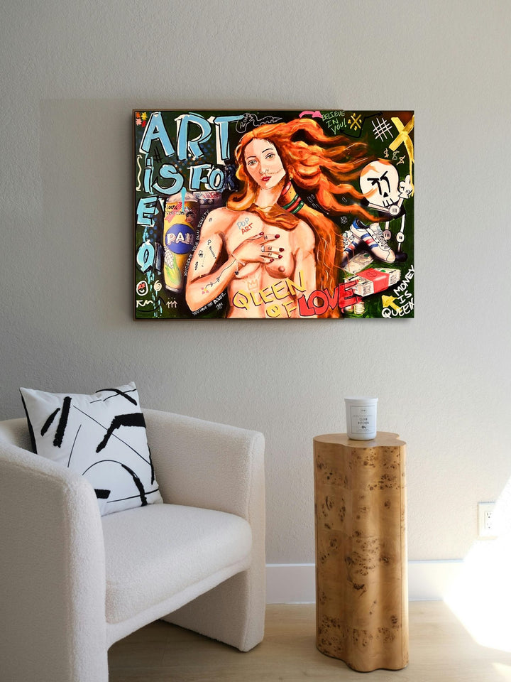 Venus Venezolana — detail view, original acrylic painting by Mads Suquet