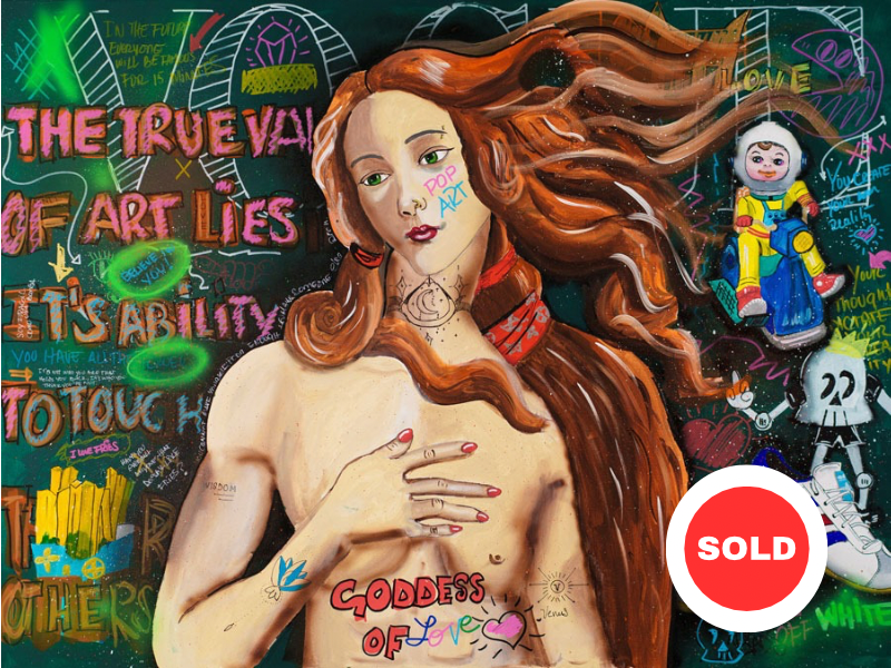 Birth of Venus Reimagined — original acrylic painting by Mads Suquet, MADHAUS Studios