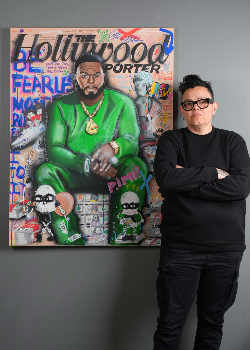 50 Cent Big Money — detail view, original acrylic painting by Mads Suquet