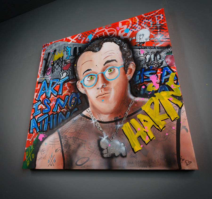 NYC Haring — detail view, original acrylic painting by Mads Suquet