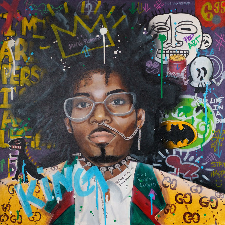Basquiat - King Pleasure — original acrylic painting by Mads Suquet, MADHAUS Studios