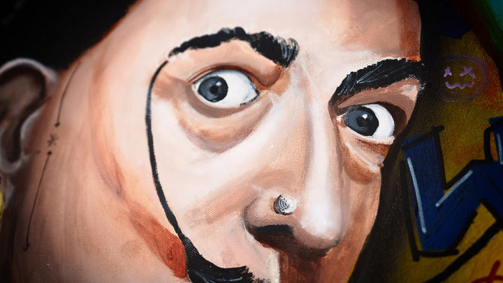 Dali's Dream — detail view, original acrylic painting by Mads Suquet