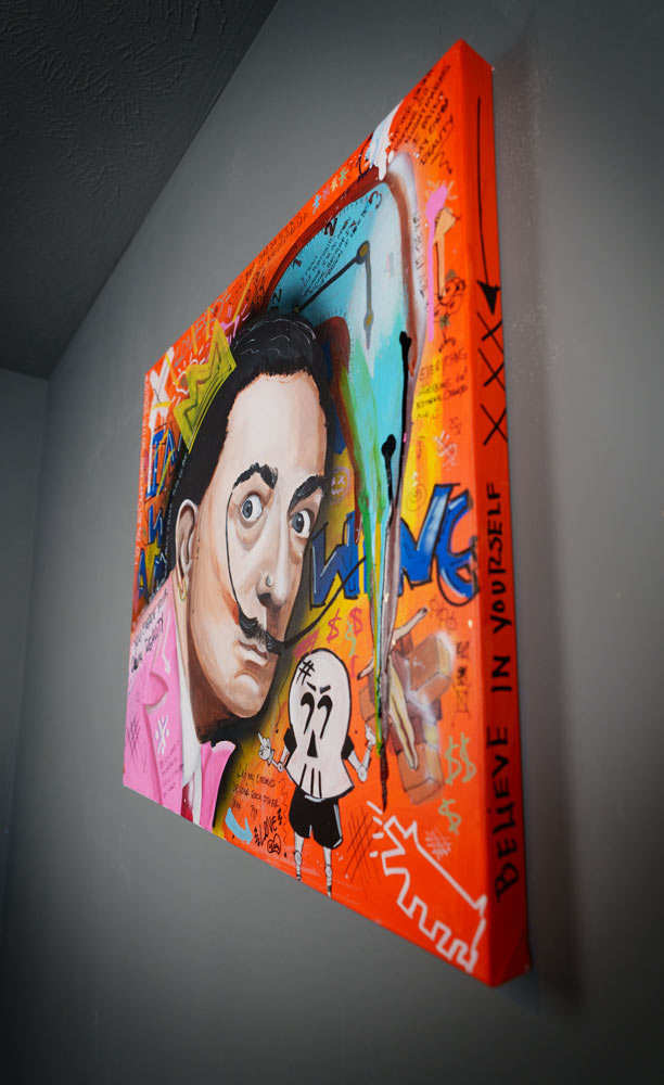 Dali's Dream — detail view, original acrylic painting by Mads Suquet