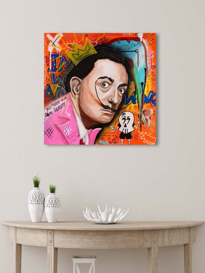 Dali's Dream — detail view, original acrylic painting by Mads Suquet