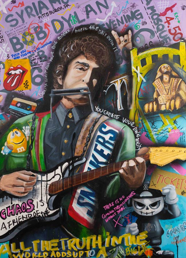 Dylan Visits Pittsburgh — original acrylic painting by Mads Suquet, MADHAUS Studios