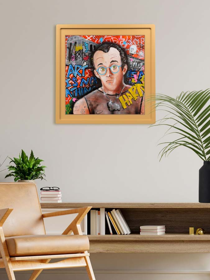 NYC Haring — detail view, original acrylic painting by Mads Suquet