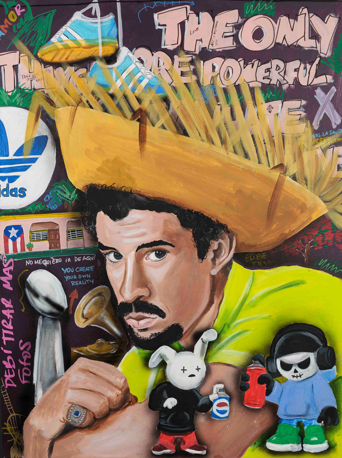 Bad Bunny 'Love > Hate' — original acrylic painting by Mads Suquet, MADHAUS Studios