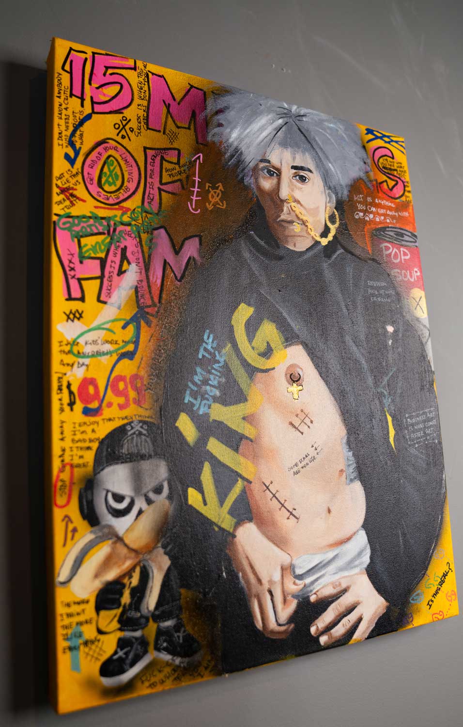 Warhol's Scars — detail view, original acrylic painting by Mads Suquet