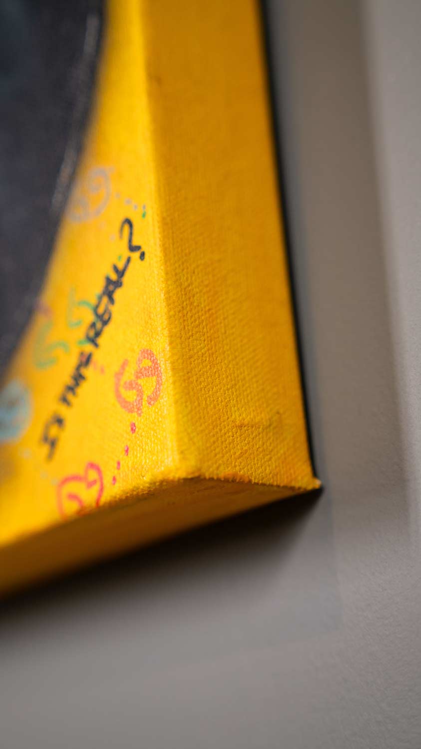 Warhol's Scars — detail view, original acrylic painting by Mads Suquet