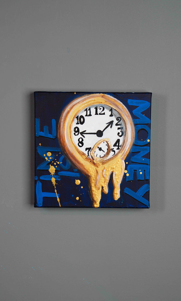 Time Is Money — detail view, original acrylic painting by Mads Suquet