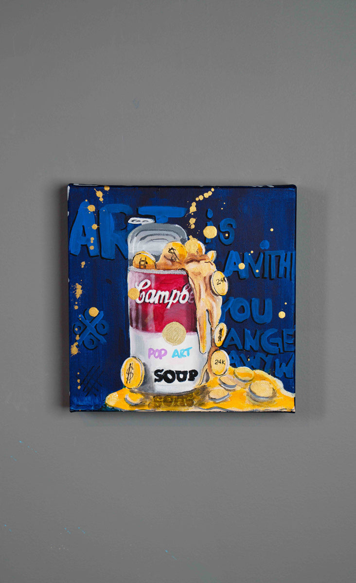 Gold Soup — detail view, original acrylic painting by Mads Suquet