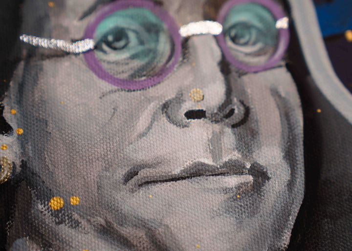 Cash Only — detail view, original acrylic painting by Mads Suquet