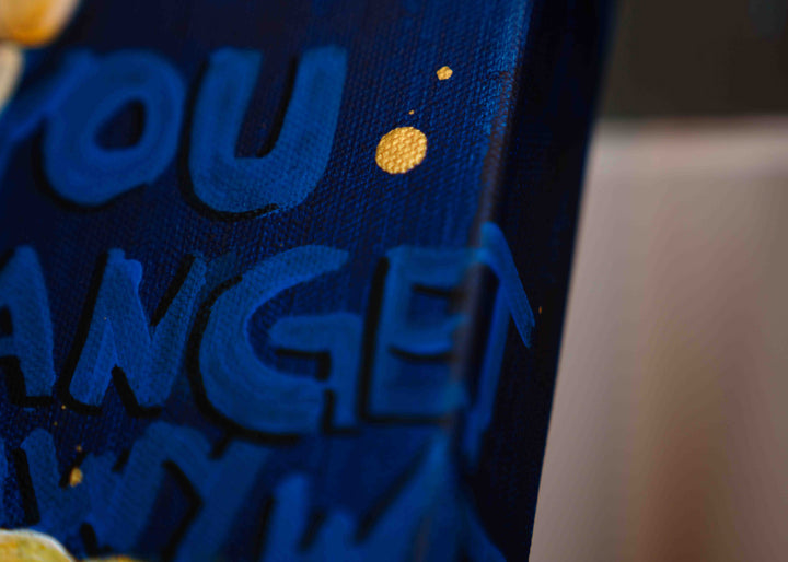 Gold Soup — detail view, original acrylic painting by Mads Suquet