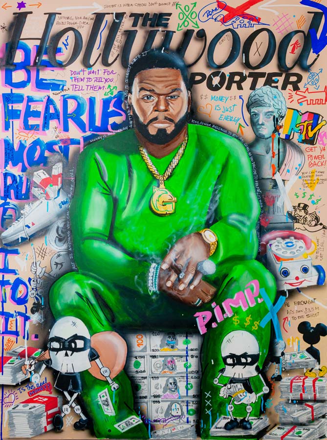 50 Cent Big Money — original acrylic painting by Mads Suquet, MADHAUS Studios