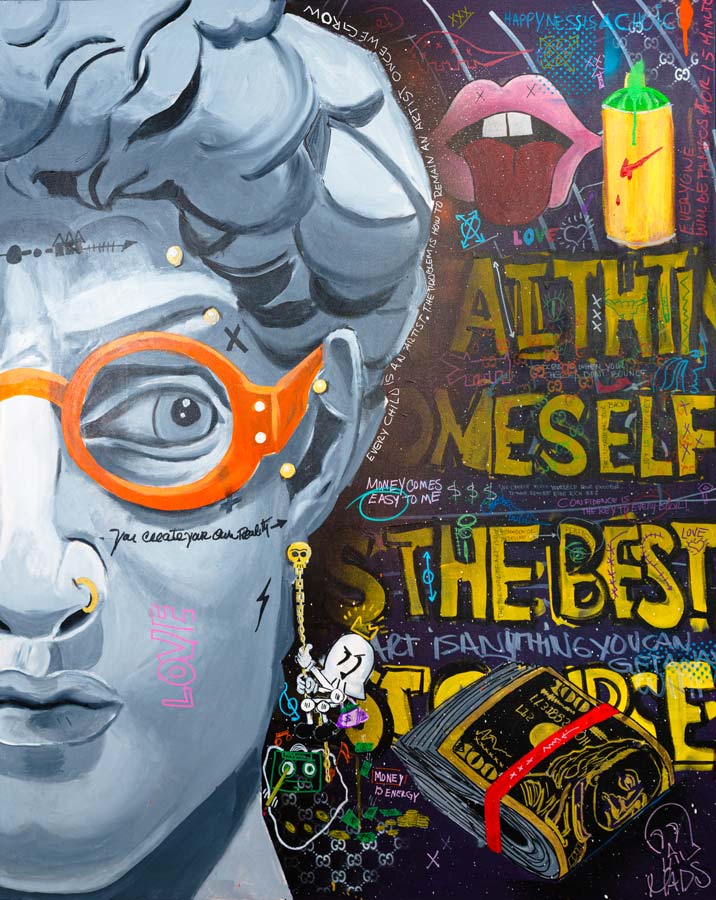 David's Face — original acrylic painting by Mads Suquet, MADHAUS Studios