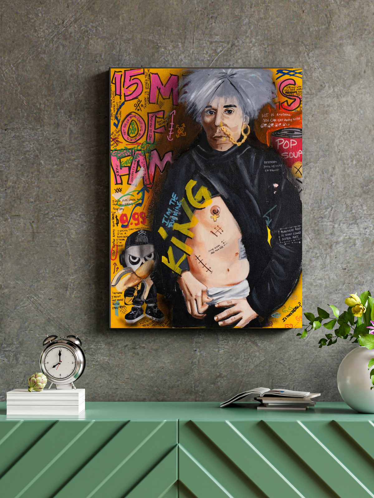 Warhol's Scars — detail view, original acrylic painting by Mads Suquet