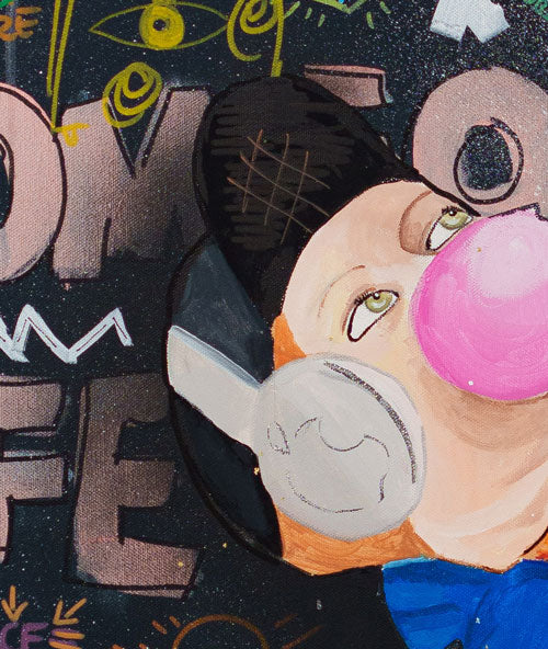 Madonna Dil iPad — detail view, original acrylic painting by Mads Suquet